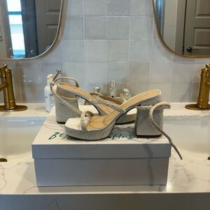 Betsey Johnson white sparkly heels.